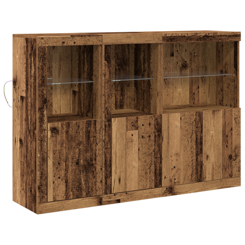 vidaXL Sideboard with LED Lights Old Wood 142.5x37x100 cm Engineered Wood