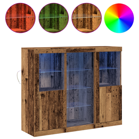 vidaXL Sideboard with LED Lights Old Wood 123x37x100 cm Engineered Wood