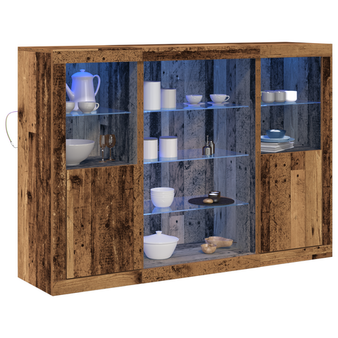 vidaXL Sideboard with LED Lights Old Wood 142.5x37x100 cm Engineered Wood