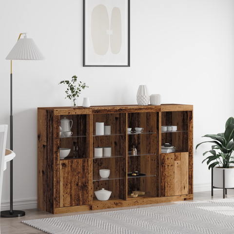 vidaXL Sideboard with LED Lights Old Wood 163x37x100 cm Engineered Wood