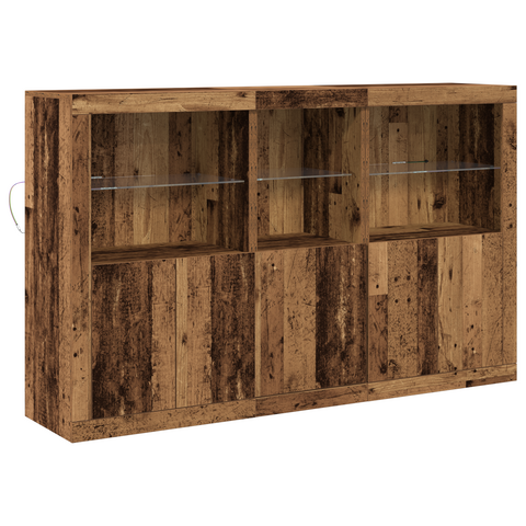vidaXL Sideboard with LED Lights Old Wood 162x37x100 cm Engineered Wood