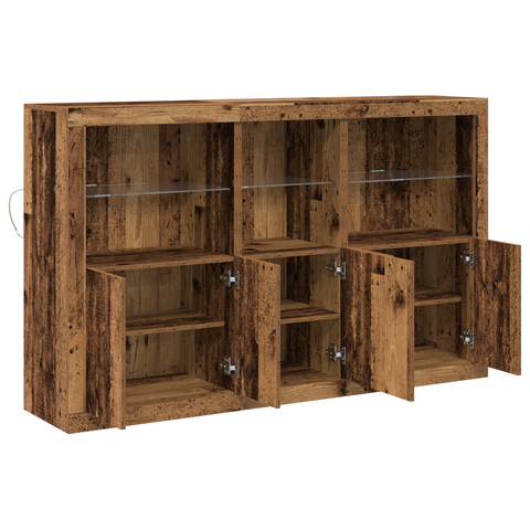 vidaXL Sideboard with LED Lights Old Wood 162x37x100 cm Engineered Wood