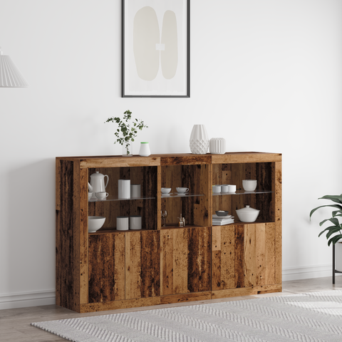 vidaXL Sideboard with LED Lights Old Wood 162x37x100 cm Engineered Wood