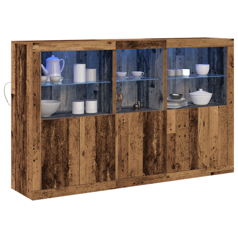 vidaXL Sideboard with LED Lights Old Wood 162x37x100 cm Engineered Wood