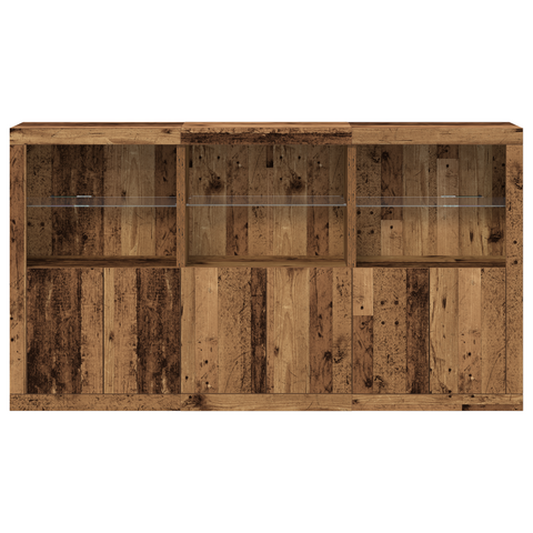 vidaXL Sideboard with LED Lights Old Wood 181.5x37x100 cm Engineered Wood