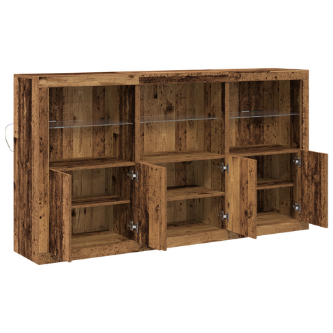 vidaXL Sideboard with LED Lights Old Wood 181.5x37x100 cm Engineered Wood