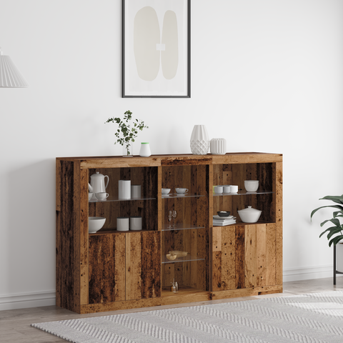 vidaXL Sideboard with LED Lights Old Wood 162x37x100 cm Engineered Wood