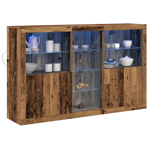vidaXL Sideboard with LED Lights Old Wood 162x37x100 cm Engineered Wood