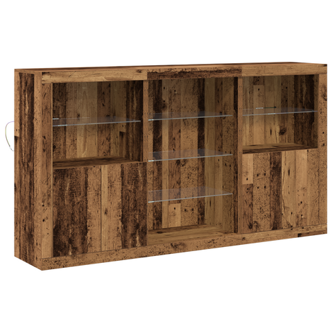 vidaXL Sideboard with LED Lights Old Wood 181.5x37x100 cm Engineered Wood