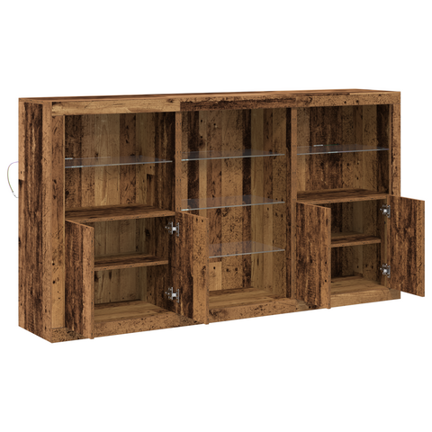 vidaXL Sideboard with LED Lights Old Wood 181.5x37x100 cm Engineered Wood