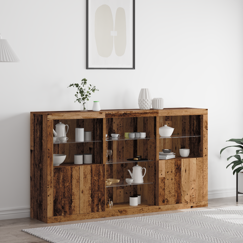 vidaXL Sideboard with LED Lights Old Wood 181.5x37x100 cm Engineered Wood