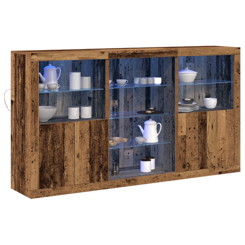 vidaXL Sideboard with LED Lights Old Wood 181.5x37x100 cm Engineered Wood