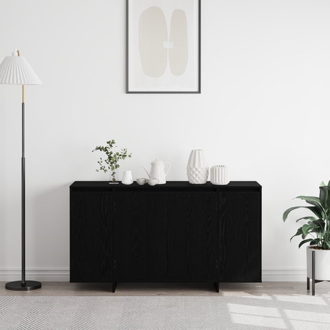 vidaXL Black Oak Sideboard Black oak Wood veneer 135 x 41 x 75 cm