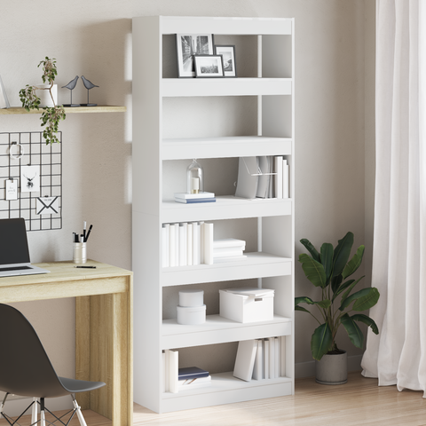 vidaXL White Bookshelf White Engineered wood 80 x 30 x 198 cm Storage