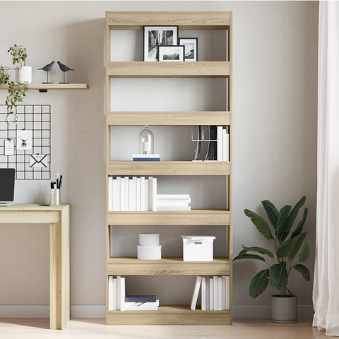 vidaXL Sonoma Oak Bookshelf Sonoma oak Engineered wood 80 x 30 x 198 cm