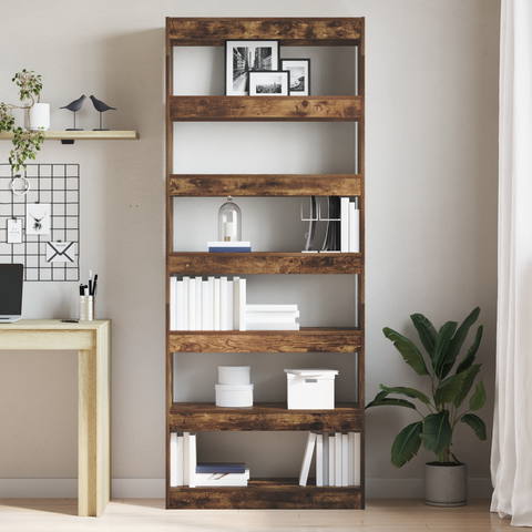 vidaXL Smoked Oak Bookshelf Smoked Oak Wood 80 x 30 x 198 cm Shelving