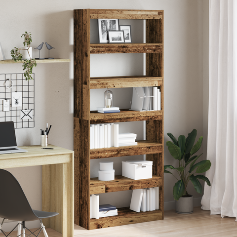 vidaXL Old Wood Bookshelf Old Wood Engineered wood 80 x 30 x 198 cm