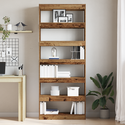vidaXL Old Wood Bookshelf Old Wood Engineered wood 80 x 30 x 198 cm
