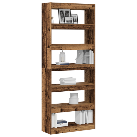 vidaXL Old Wood Bookshelf Old Wood Engineered wood 80 x 30 x 198 cm