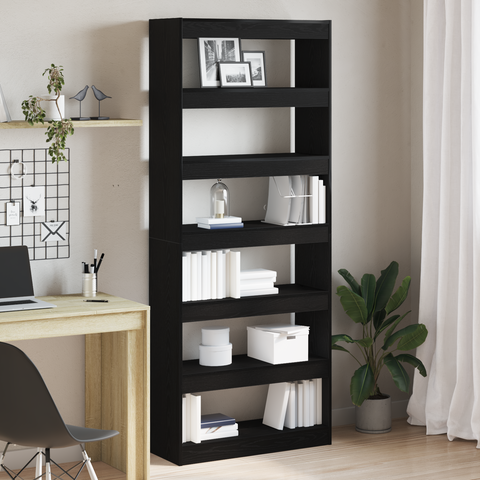 vidaXL Black Oak Bookshelf Black oak Engineered Wood 80 x 30 x 198 cm