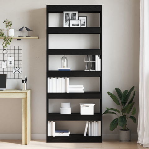 vidaXL Black Oak Bookshelf Black oak Engineered Wood 80 x 30 x 198 cm