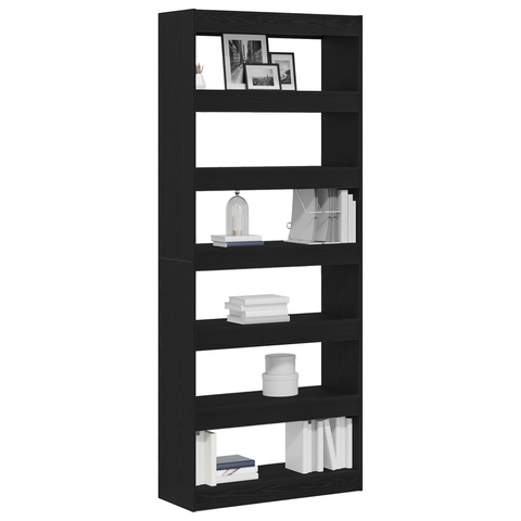 vidaXL Black Oak Bookshelf Black oak Engineered Wood 80 x 30 x 198 cm