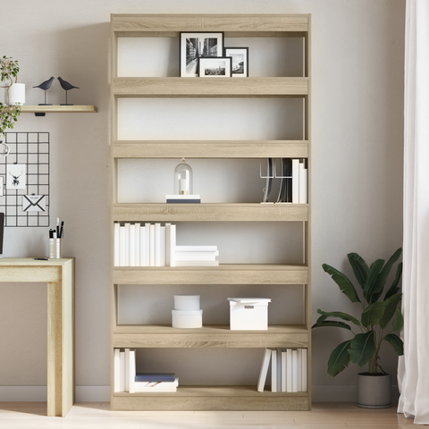 vidaXL Bookcase Sonoma Oak Engineered Wood 100 x 30 x 198 cm Shelving