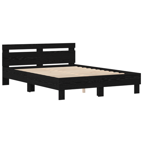 vidaXL Black Oak Bed Frame Black Oak Solid Oak Wood 140 x 200 cm