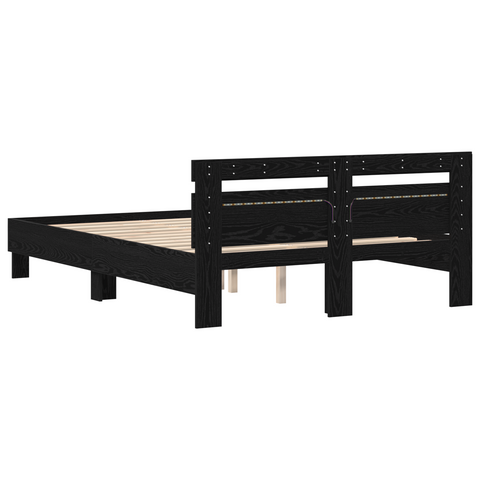 vidaXL Black Oak Bed Frame Black Oak Solid Oak Wood 140 x 200 cm