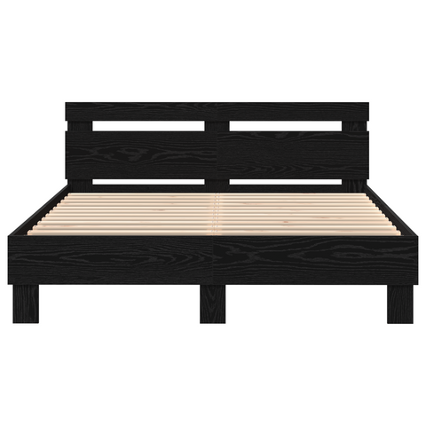 vidaXL Black Oak Bed Frame Black Oak Solid Oak Wood 140 x 200 cm