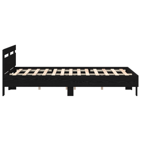 vidaXL Black Oak Bed Frame Black Oak Solid Oak Wood 140 x 200 cm