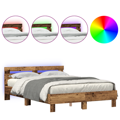 vidaXL Wood Bed Frame Reclaimed Wood 140 x 190 cm Convertible Bed Frame