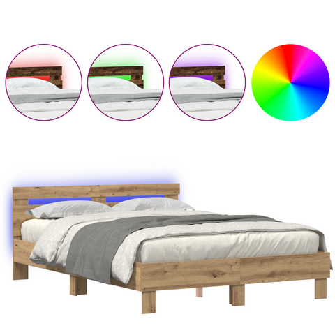 vidaXL Oak Bed Frame Artisan oak Solid oak wood 140 x 190 cm Simple