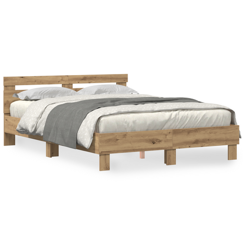 vidaXL Oak Bed Frame Artisan oak Solid oak wood 140 x 190 cm Simple