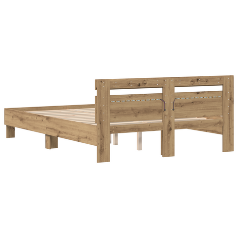 vidaXL Oak Bed Frame Artisan oak Solid oak wood 140 x 190 cm Simple