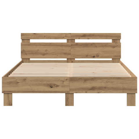 vidaXL Oak Bed Frame Artisan oak Solid oak wood 140 x 190 cm Simple