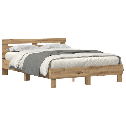 vidaXL Oak Bed Frame Artisan oak Solid oak wood 140 x 190 cm Simple