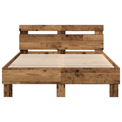 vidaXL Engineered Wood Bed Frame Old wood Wood 135 x 190 cm Durable