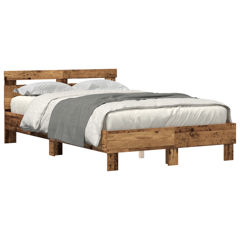 vidaXL Engineered Wood Bed Frame Old wood Wood 135 x 190 cm Durable