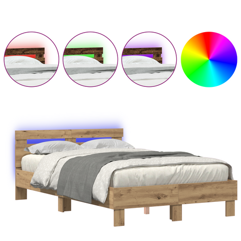 vidaXL Oak Bed Frame Artisan oak Solid oak wood 135 x 190 cm Durable