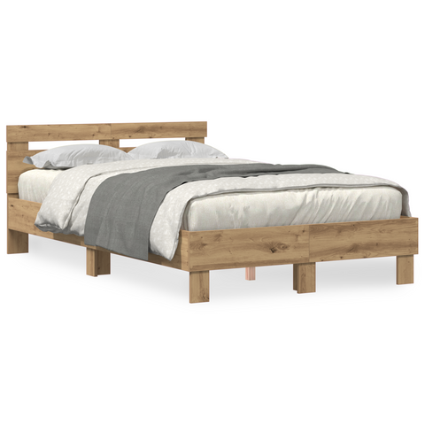 vidaXL Oak Bed Frame Artisan oak Solid oak wood 135 x 190 cm Durable