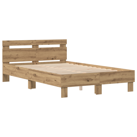 vidaXL Oak Bed Frame Artisan oak Solid oak wood 135 x 190 cm Durable