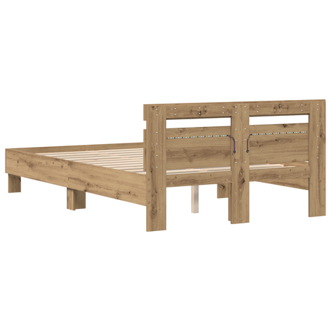 vidaXL Oak Bed Frame Artisan oak Solid oak wood 135 x 190 cm Durable
