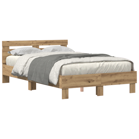 vidaXL Oak Bed Frame Artisan oak Solid oak wood 135 x 190 cm Durable