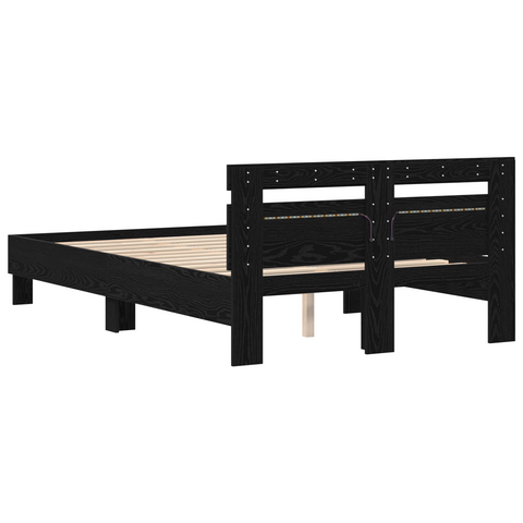 vidaXL Oak Bed Frame Black Oak Engineered Wood 135 x 190 cm Durable