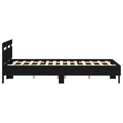 vidaXL Oak Bed Frame Black Oak Engineered Wood 135 x 190 cm Durable