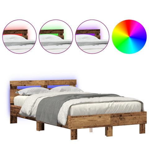 vidaXL Engineered Wood Bed Frame Old wood Engineered wood 120 x 190 cm