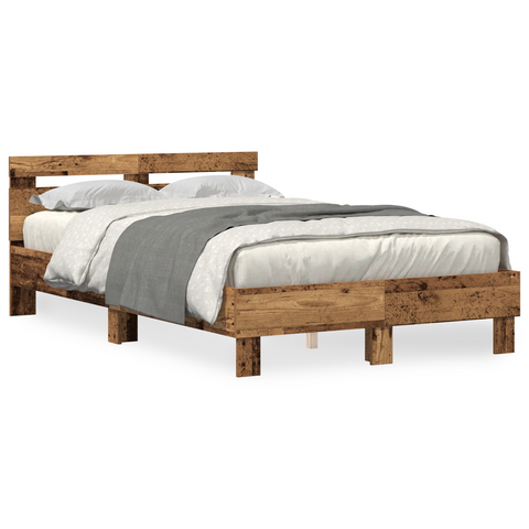 vidaXL Engineered Wood Bed Frame Old wood Engineered wood 120 x 190 cm