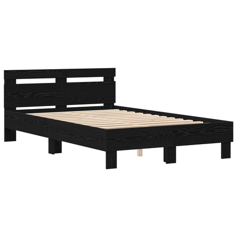 vidaXL Slatted Bed Frame Black Oak Engineered Wood 120 x 190 cm Solid