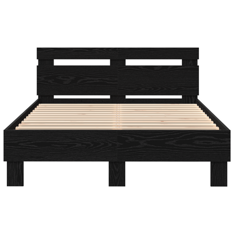 vidaXL Slatted Bed Frame Black Oak Engineered Wood 120 x 190 cm Solid